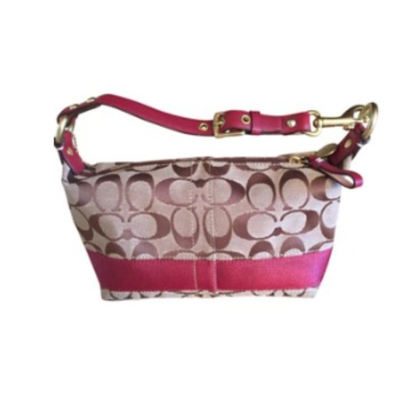 Coach Purse Khaki and Maroon - Picture 1 of 5